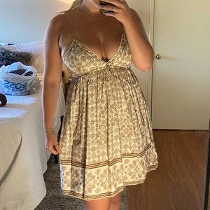 XL brown and white sundress